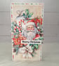 Handmade Christmas Card with Santa (3) Traditional Festive 3D Greeting Card. 