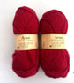 Woolyknit Aran British Wool 2 x 50 gram balls in Scarlet Red