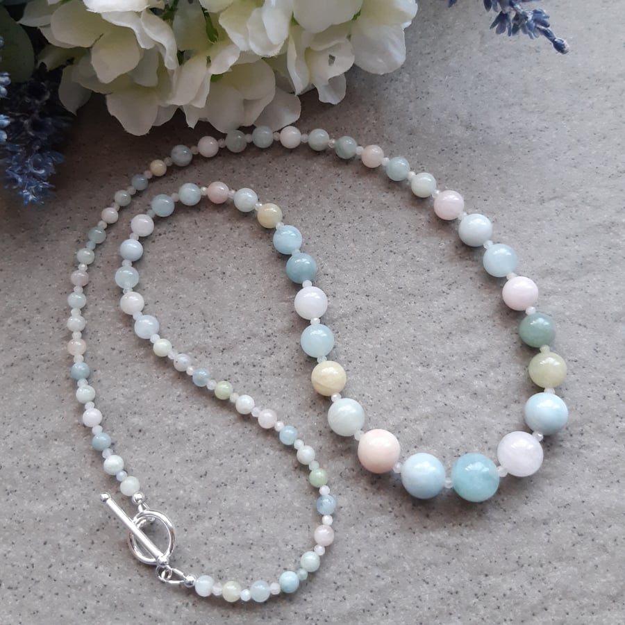 Beryl Gemstone Necklace With Sterling Silver