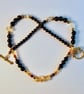 Citrine And Obsidian Necklace With Swarovski Topaz Crystals - Handmade In Devon - Image 4