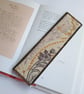 Textile bookmark - golden brown embroidered curtain, wool and velvet fabrics
