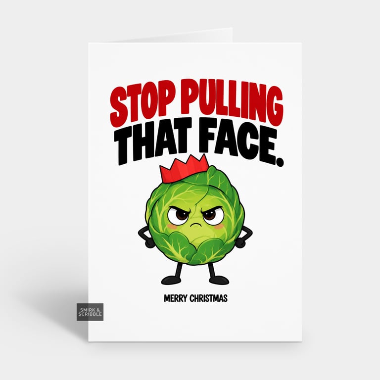 Funny Christmas Card For Him Or Her - Rude Brussels Sprout
