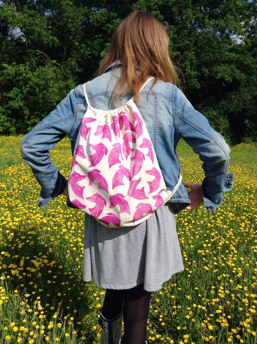 Hand printed Whippet backpack...made to order
