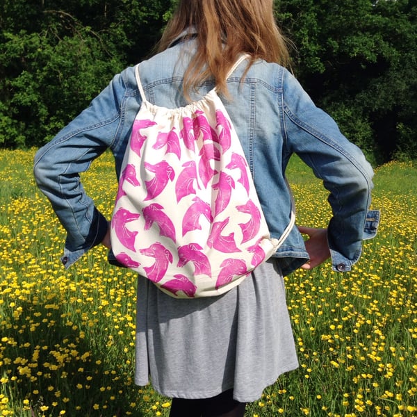 Hand printed Whippet backpack...made to order