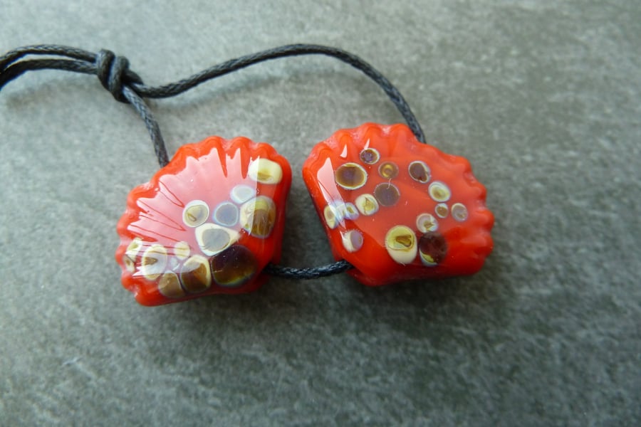 orange raku shell beads