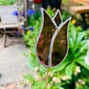 Stained  Glass Lily Tulip Stake Large - Plant Pot Decoration -  Pink 
