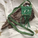 Handwoven Talisman Pouch with Aventurine crystals and a Hazel rune