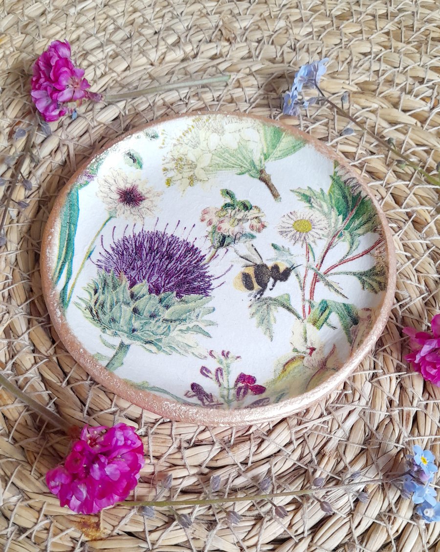 Botanical Bee Clay Trinket Dish