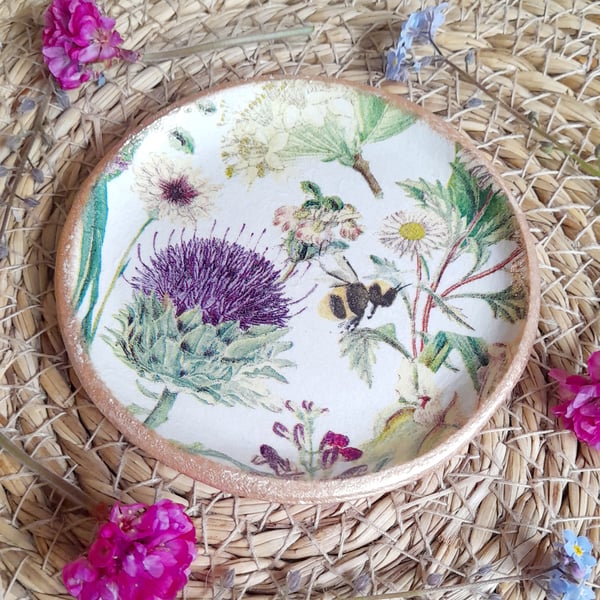 Botanical Bee Clay Trinket Dish