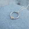 Sterling Silver Circle Necklace Pendant with Gold Heart