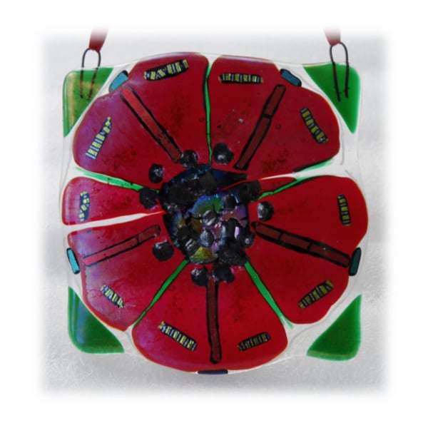 Poppy Fused Glass Picture Remembrance