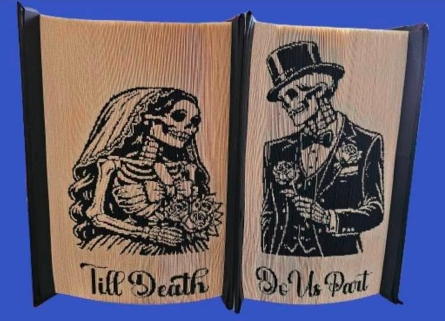 Handcrafted "Till Death Do Us Part" Double Book Fold 