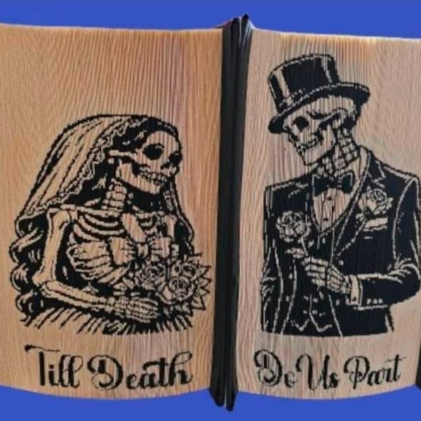 Handcrafted "Till Death Do Us Part" Double Book Fold 