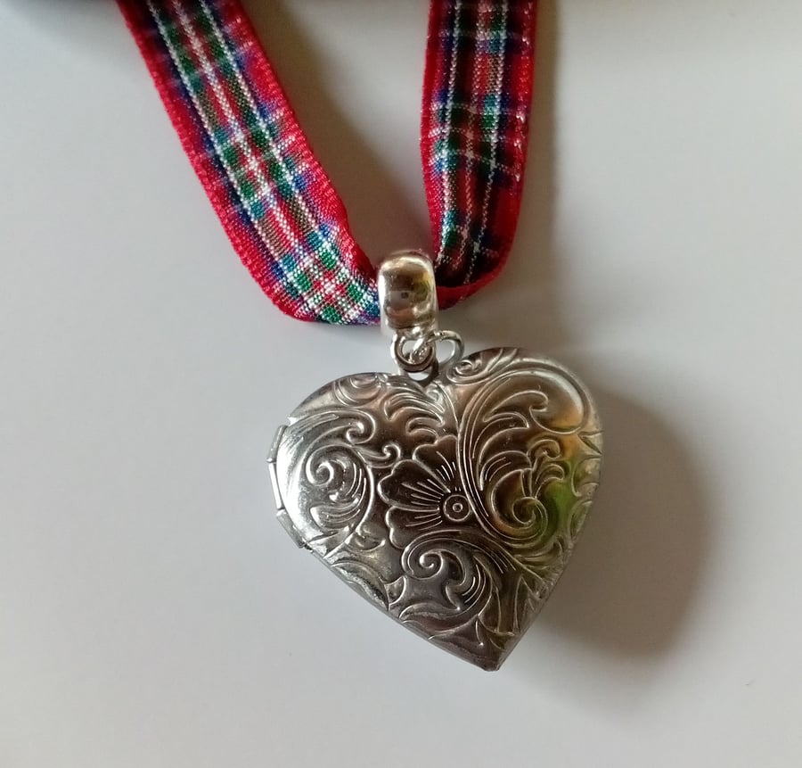 Scottish tartan locket pendant in a choice of colours