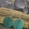 Water colour collection - hand painted aluminium earrings green and blue