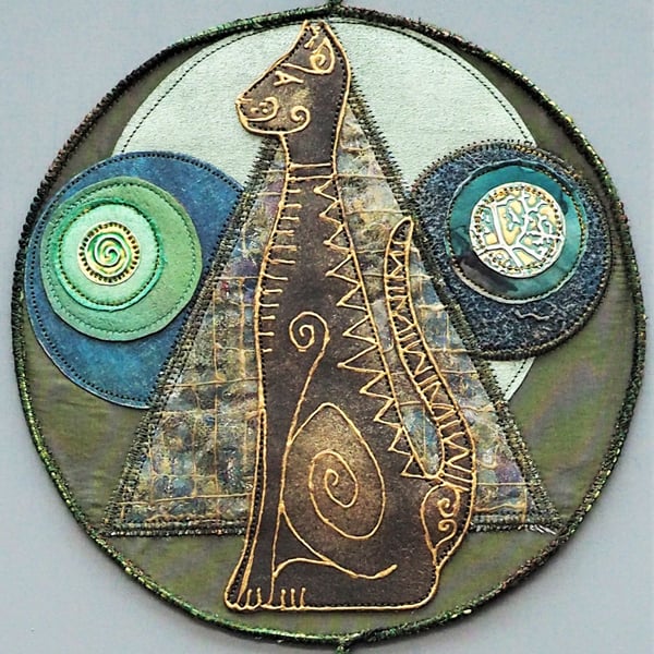 CPM10 - Egyptian Cat Mandala (Bast) - Green - 20cm (8") round