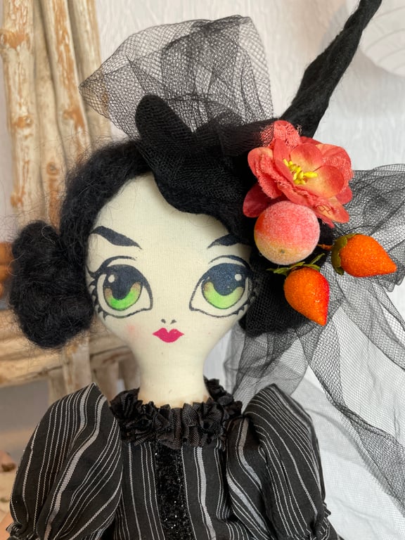 Handmade Art Doll Fenella the Witch for Halloween decor