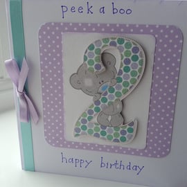 Peek a Boo child's Second birthday card