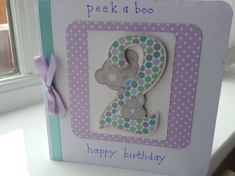 Peek a Boo child's Second birthday card