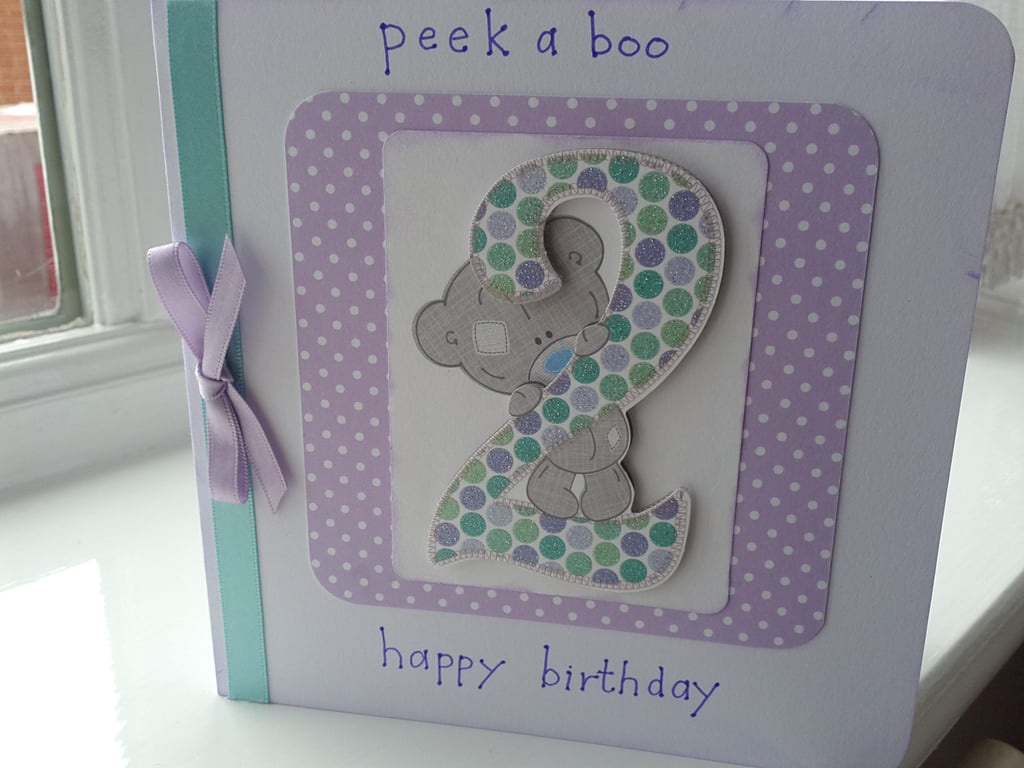 Peek a Boo child's Second birthday card