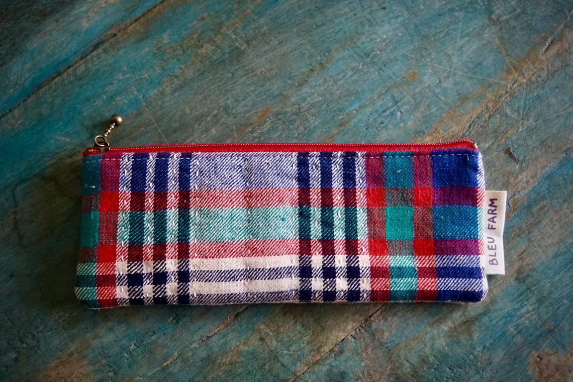 Vibrant Colours Fabric Slim Pencil Case Zipper Pencil Bag Zipper Glasses Pouch