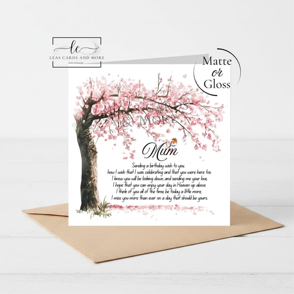 Birthday in Heaven Poem Happy Birthday Card