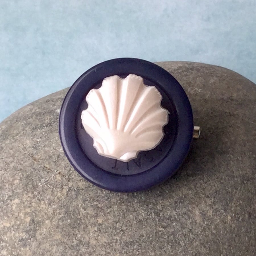 Upcycled Two Button Badge - Shell 2