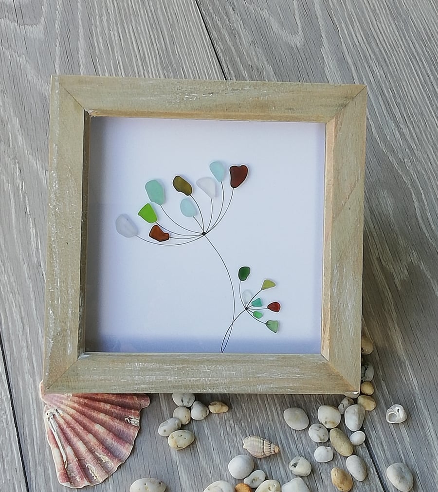 Cornish seaglass flower hanging frame