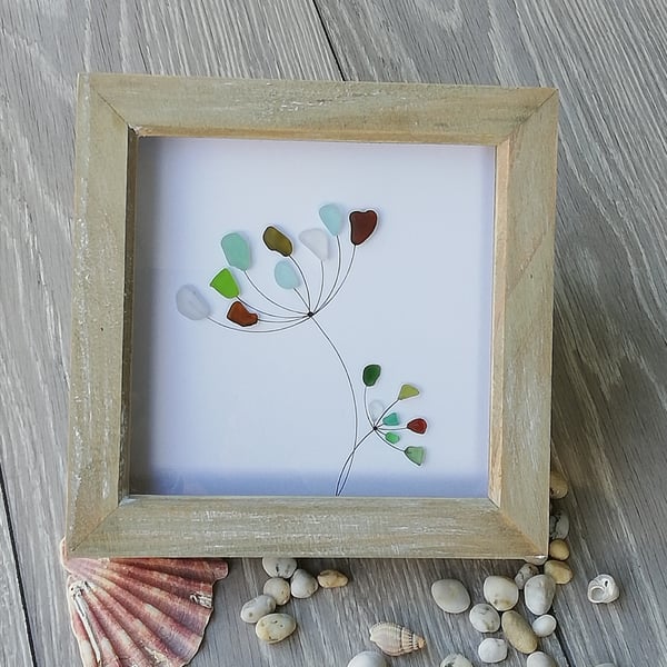 Cornish seaglass flower hanging frame