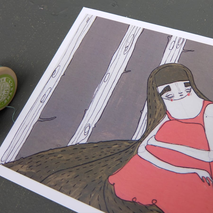 'Long haired girl' Artwork Poster Print