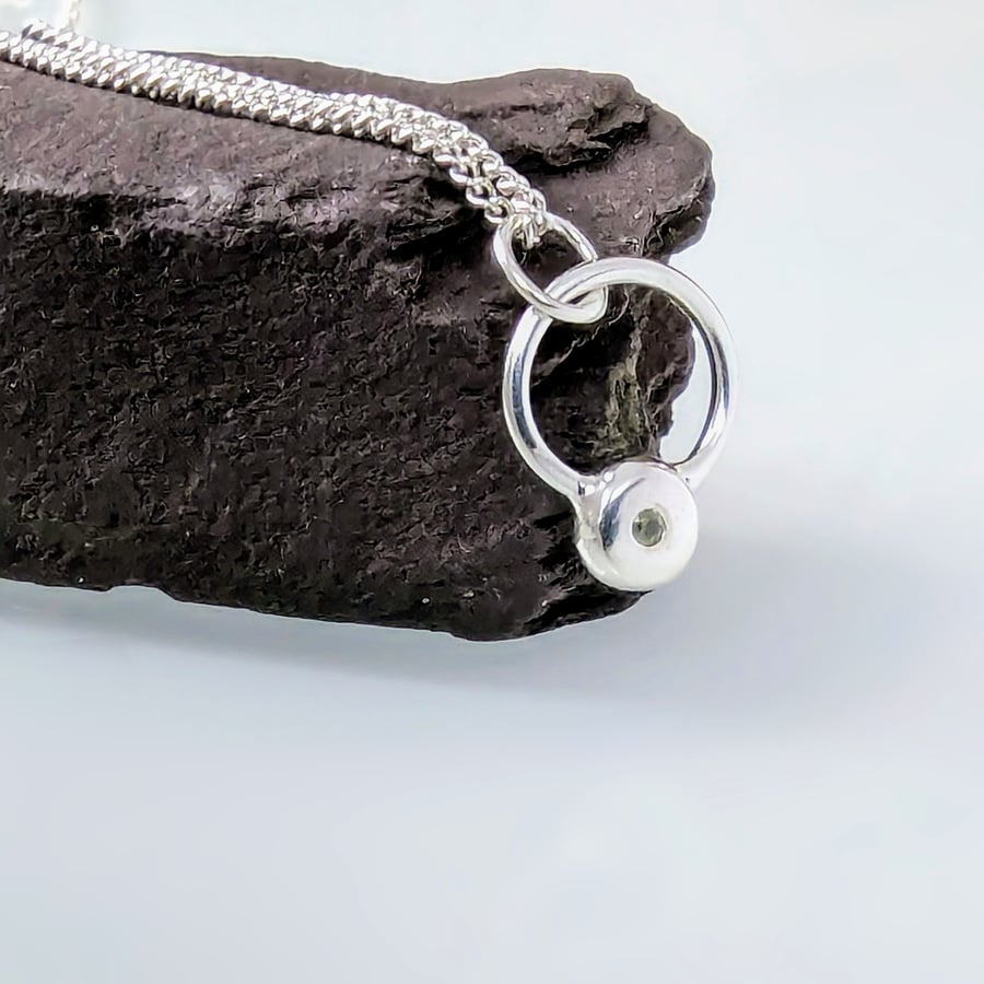 Natural Peridot Recycled HANDMADE Sterling Silver  Pendant