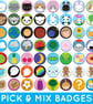 Pick and Mix Kawaii Badges - choose any 2, 4 or 10 - Image 1