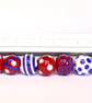 Handmade red, white and blue patterned lampwork glass beads - Image 5