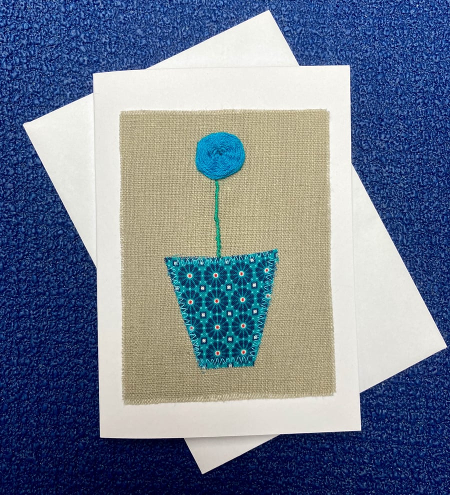 Retro blue flower card