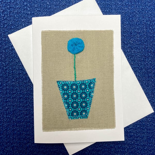 Retro blue flower card