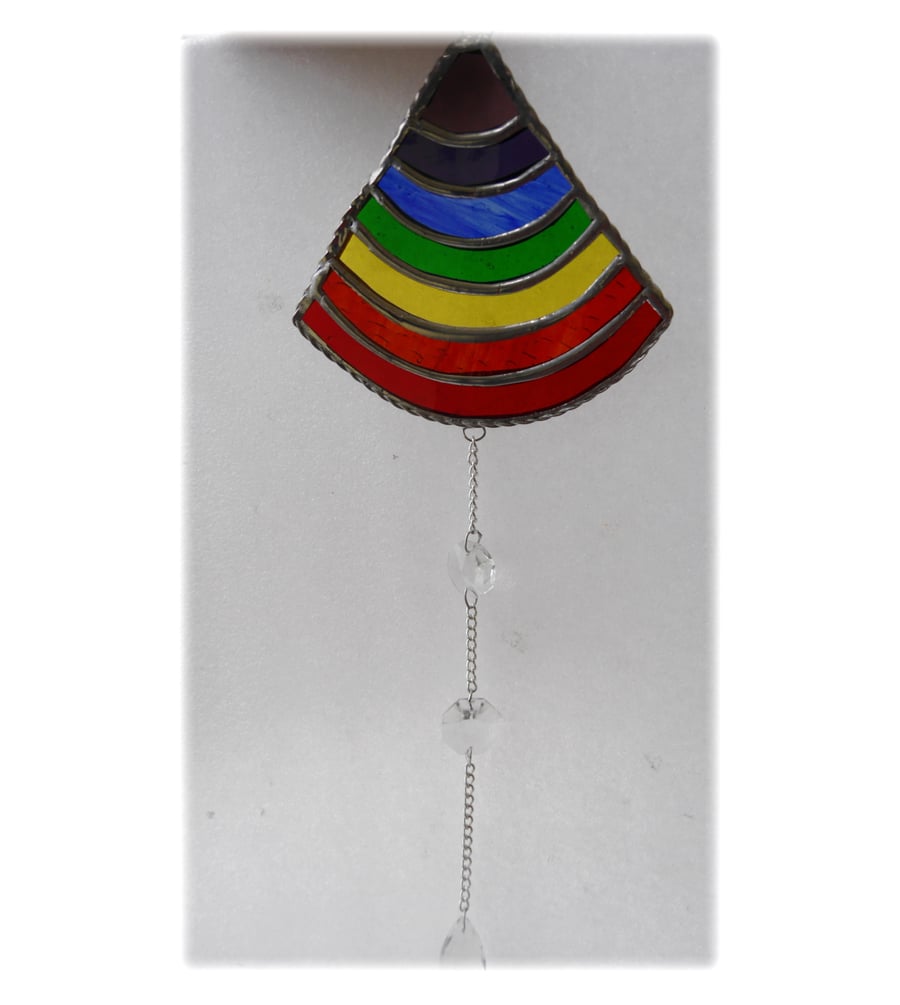 SOLD Rainbow Drops Suncatcher Stained Glass Handmade 