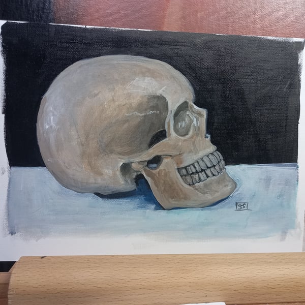 SALE Oil paint study of a skull 2