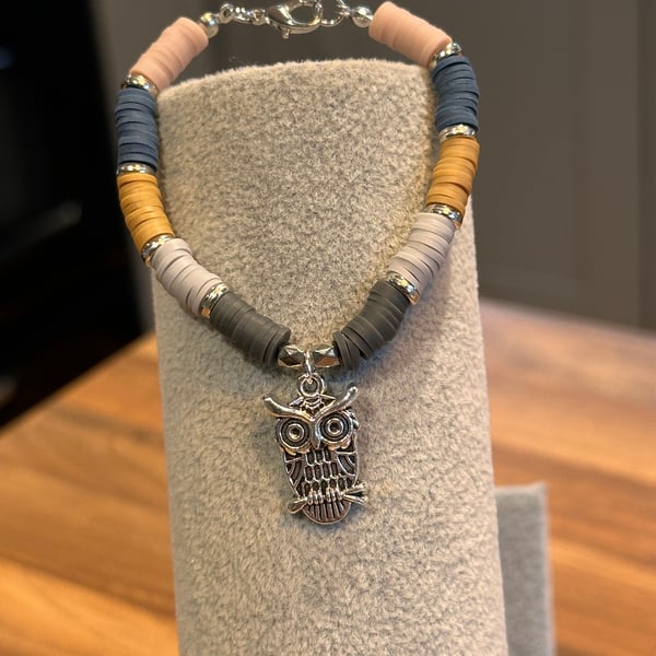 Unique Handmade bracelet with charms - animal owl