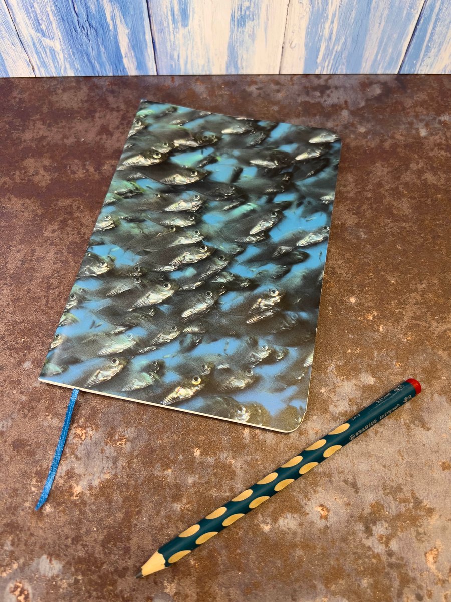 Notebook, Marine themed, A5 (ish), made from up-cycled and recycled materials.