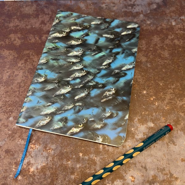 Notebook, Marine themed, A5 (ish), made from up-cycled and recycled materials.