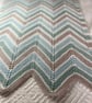 Blue, green, white and taupe chevron striped baby blanket in 100% cotton  - Image 4