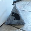 Doorstop, handmade grey felt with cat silhouette