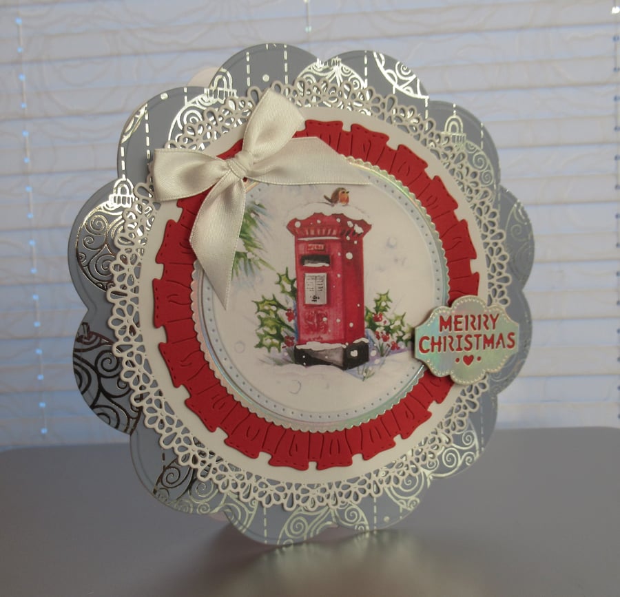 Post Box Circular Card - Blue & Red
