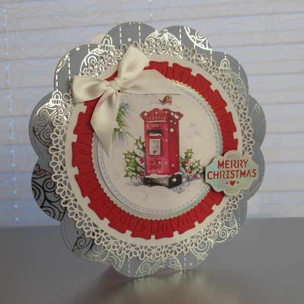 Post Box Circular Card - Blue & Red