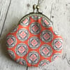 Orange Geometric Pattened Fabric Clasp Coin Purse