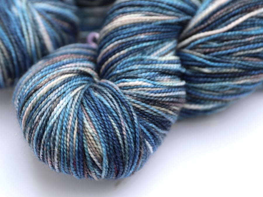 SALE: Storm Surge - Silver Sparkly Superwash merino 4 ply yarn