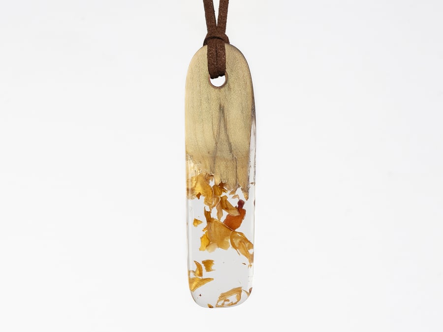 Wood and Resin Pendant Necklace 