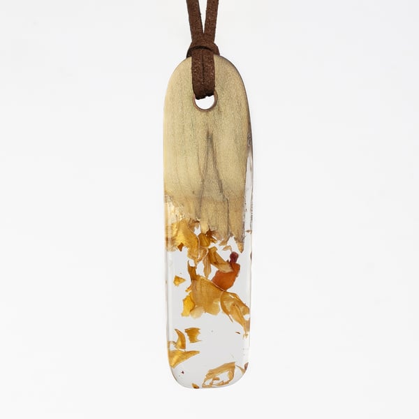 Wood and Resin Pendant Necklace 
