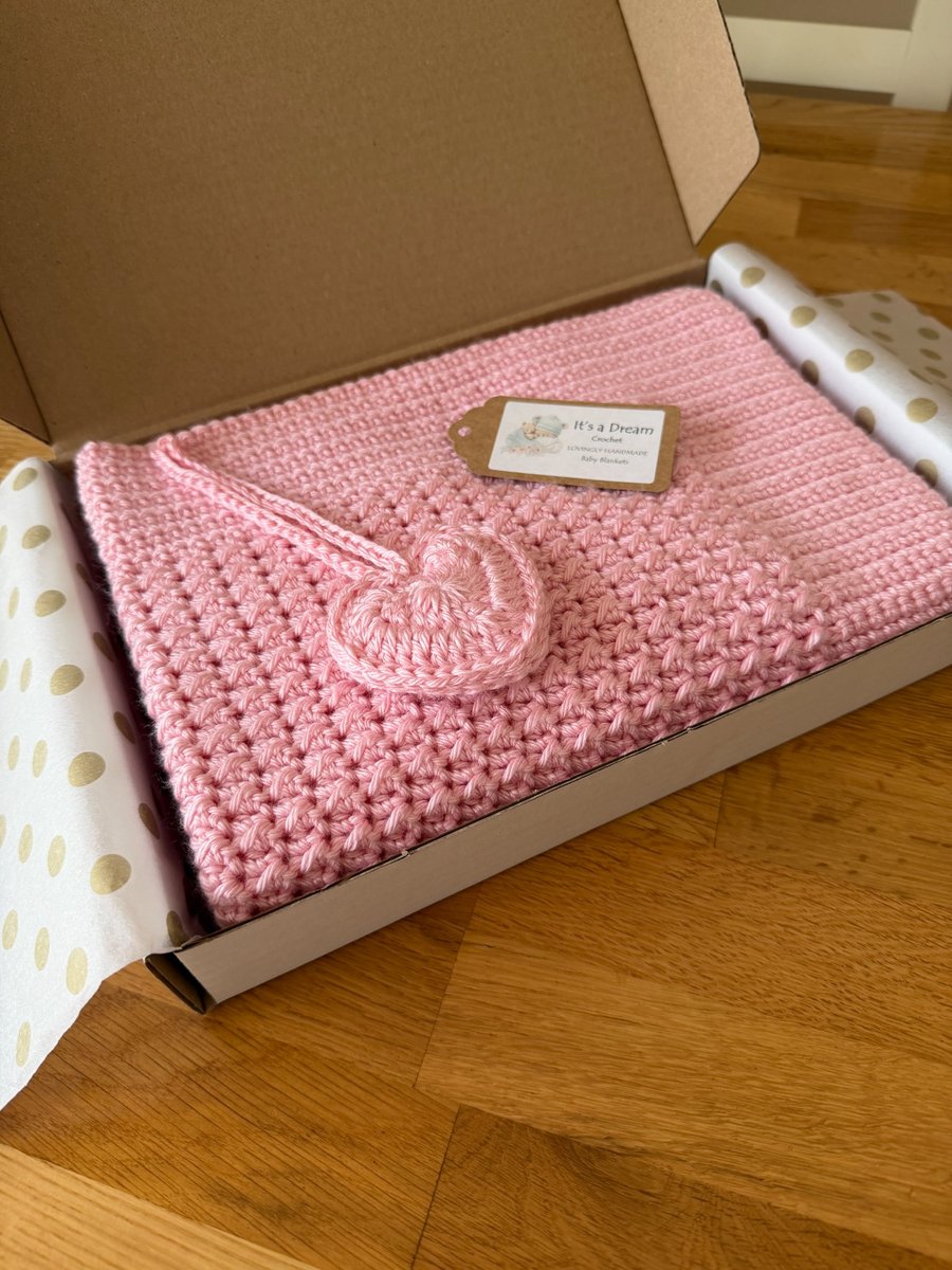 New Handmade Baby Blanket – Soft Pink– Premium Aran