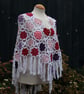 White and Pink colours warm and cosy cotton crochet shawl - design A447 - Image 2